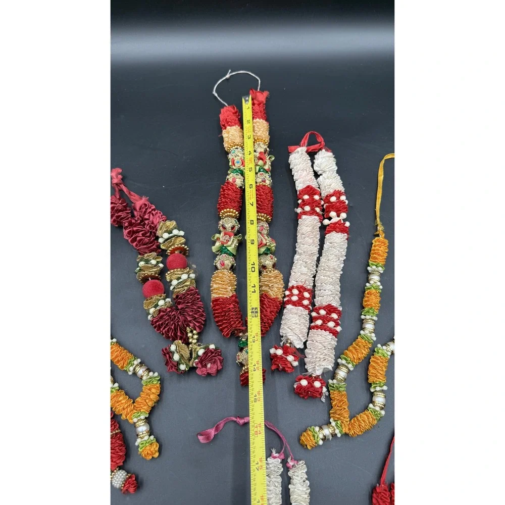 Lot of 15 Traditional Indian Fabric Garlands Diwali Wedding Puja Decor Mala Haar